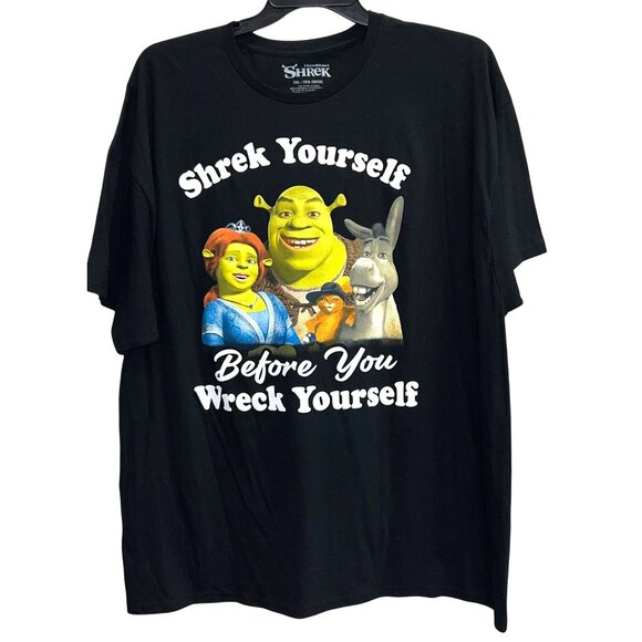 Dreamworks Tops - Dreamworks Shrek Yourself Graphic T-Shirt Black Cotton Size 2XL